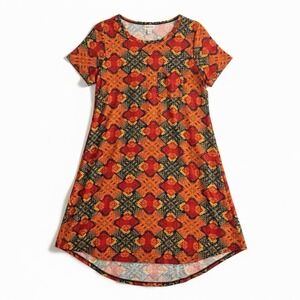 LuLaRoe Amelia Retro Geometric Pattern Women's Short Sleeve Size Extra Small‎